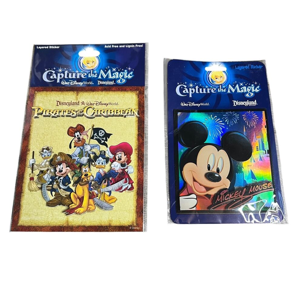 2 Disney Capture the Magic Layered Stickers Mickey Mouse Pirate of the Caribbean